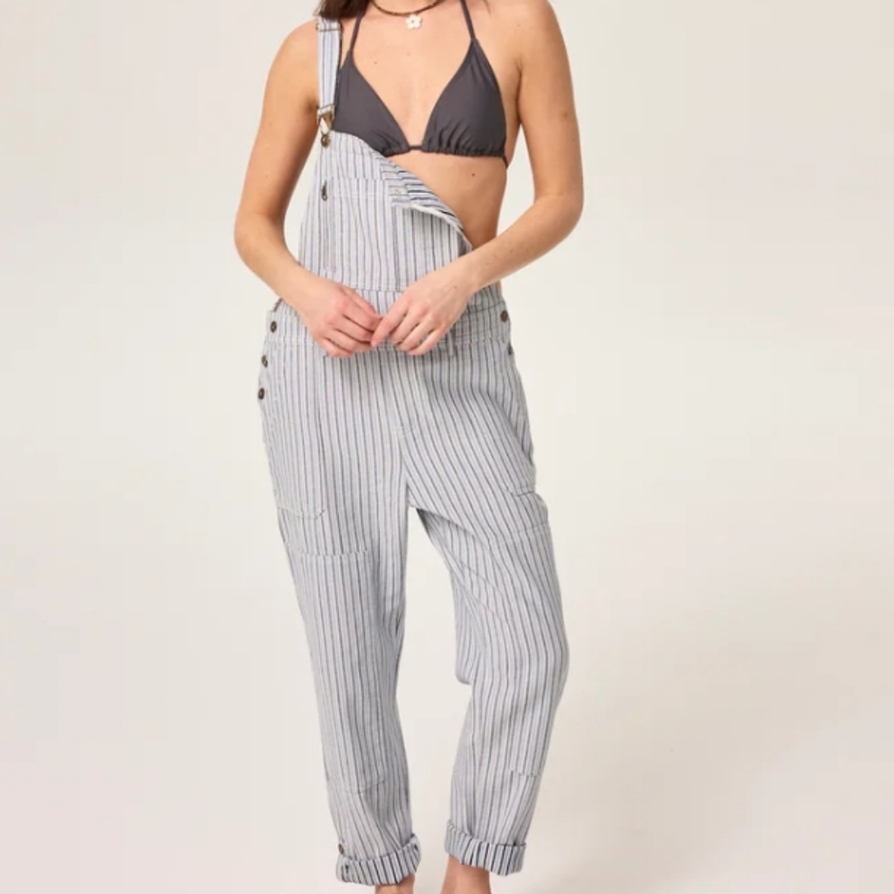 Levitate Sunflower Striped Women's Overalls NEW